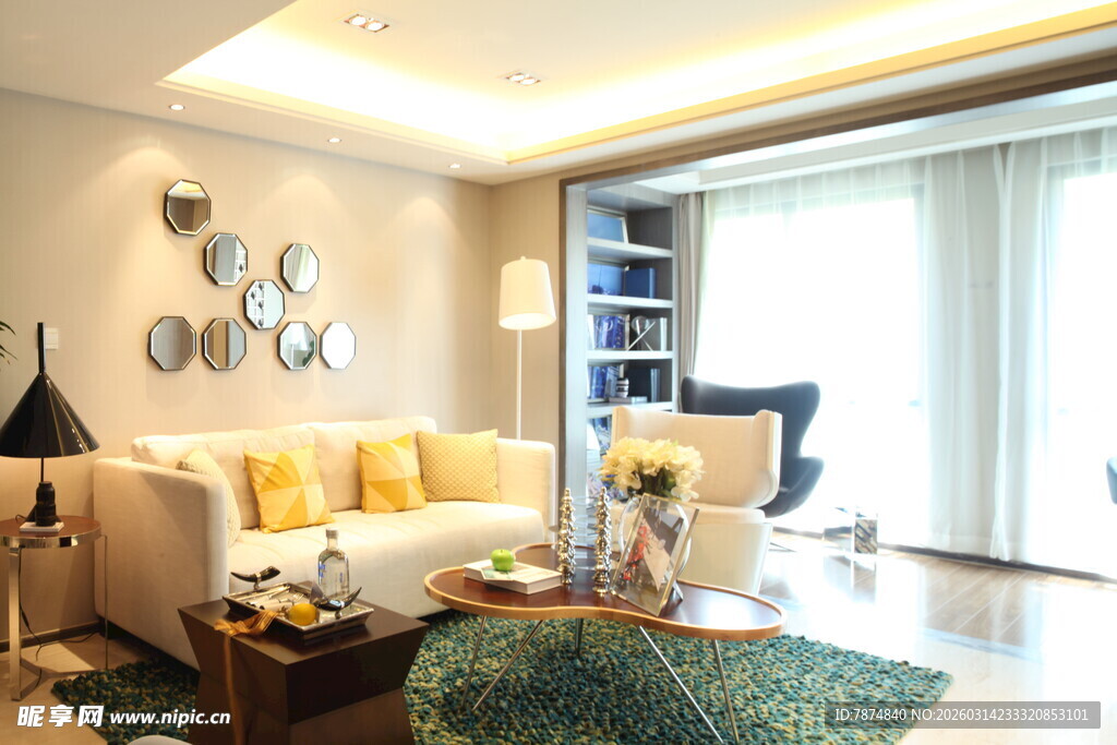 现代温馨客厅室内场景