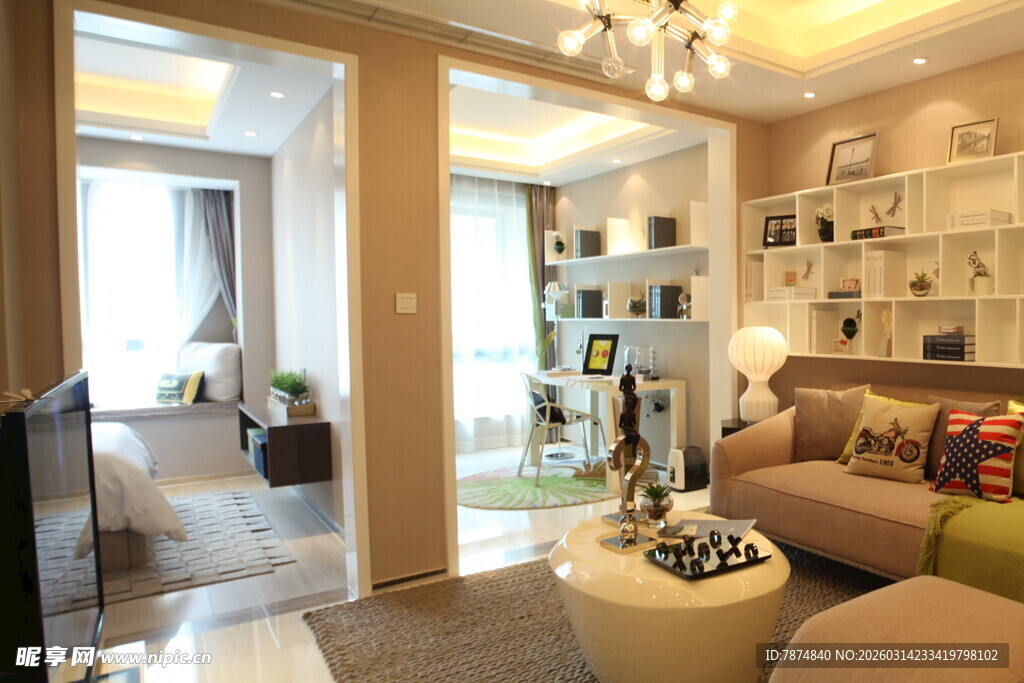 温馨现代风客厅室内场景