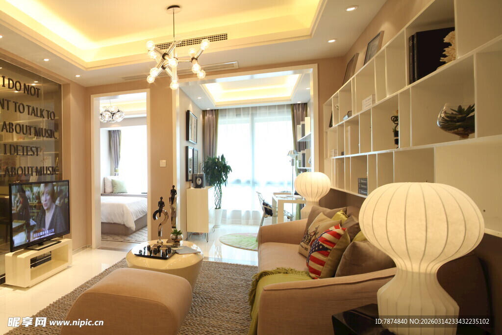 现代温馨客厅室内场景