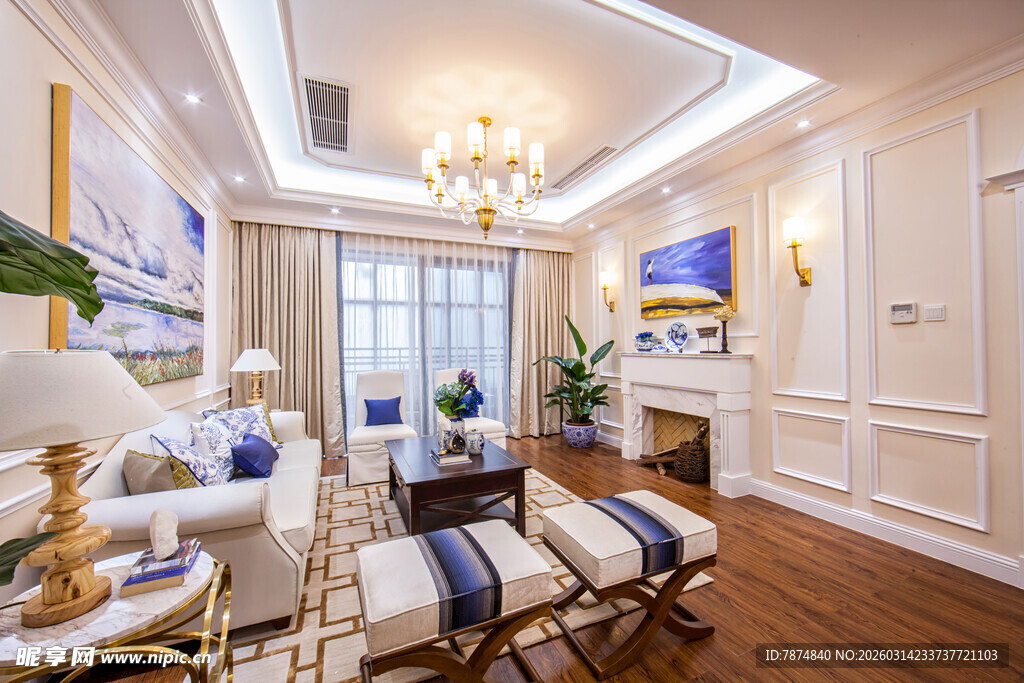 豪华典雅欧式客厅室内景