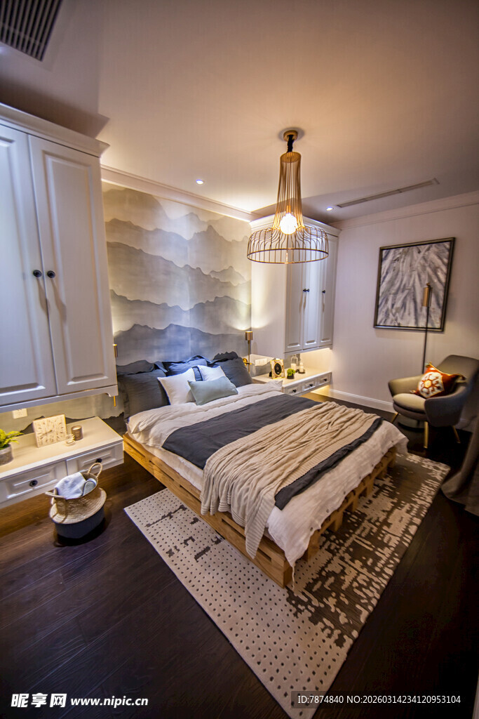 现代温馨卧室室内场景