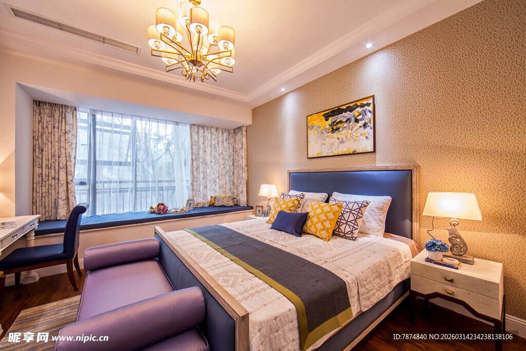 豪华卧室室内温馨场景