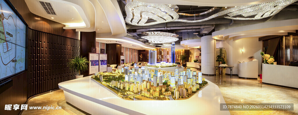 现代时尚的室内大厅场景