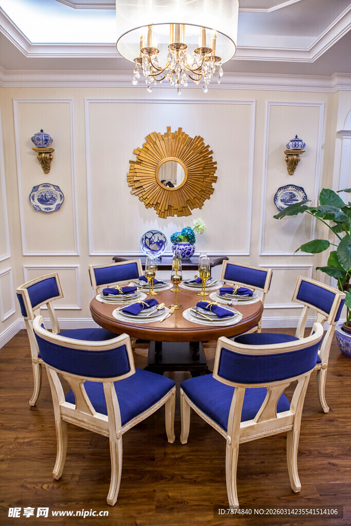 优雅中式风格餐厅室内景