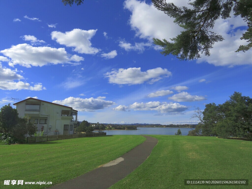 海滨绿地旁的清新景致