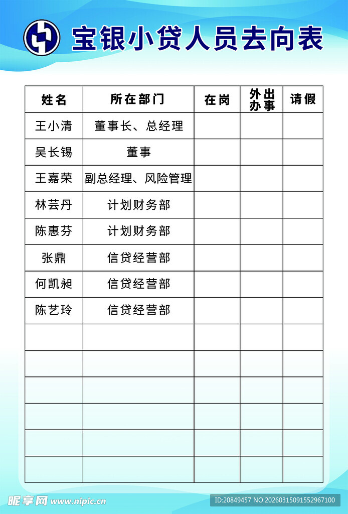 宝银小贷人员去向表