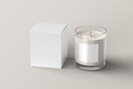 简约玻璃蜡烛与白色包装盒