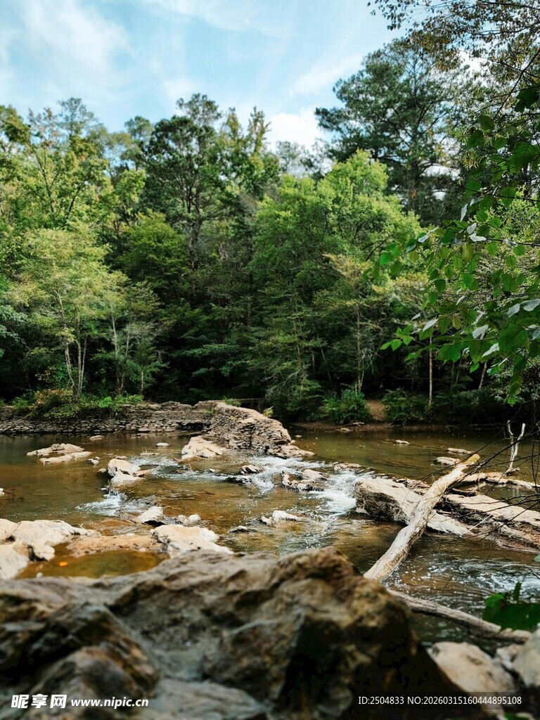 山间溪流 自然静谧之景