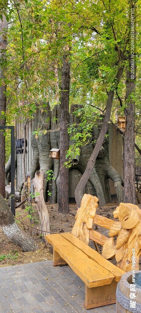 户外木质休闲座椅景观