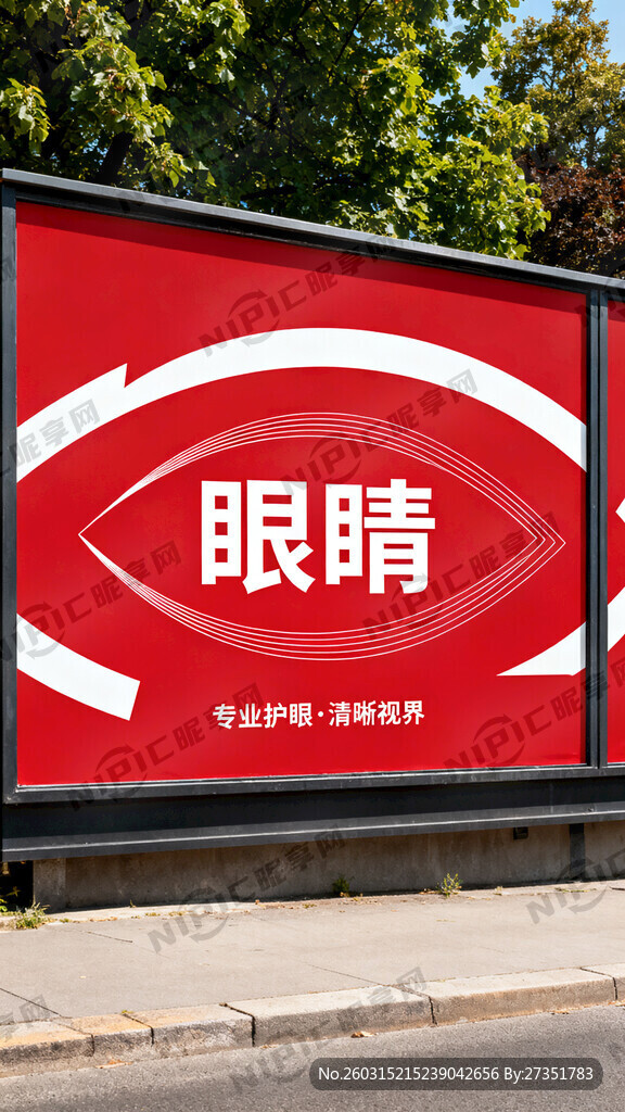 眼睛两个字红底白字帮我设计个好