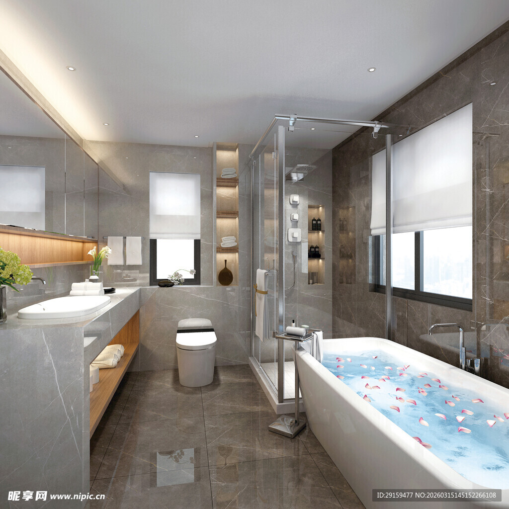 现代风格豪华浴室设计