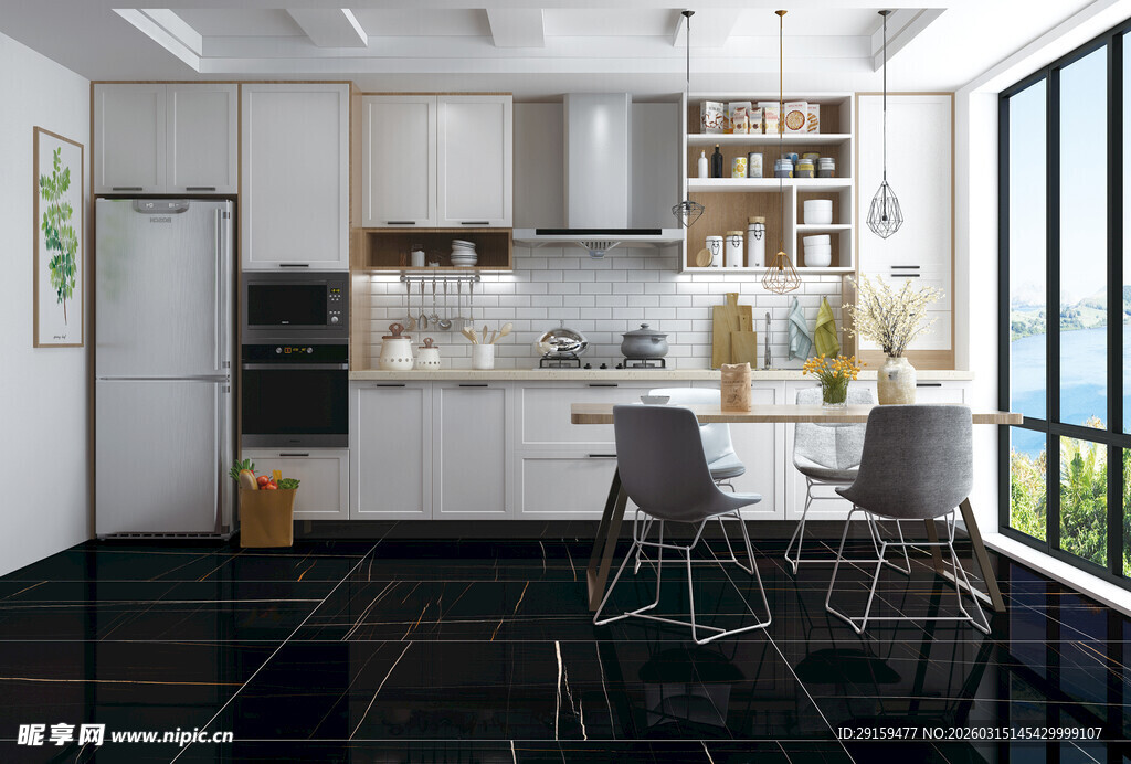 现代简约风开放式厨房空间