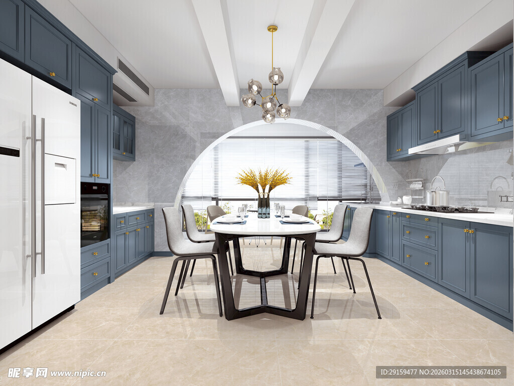 现代简约风厨房餐厅一体空间