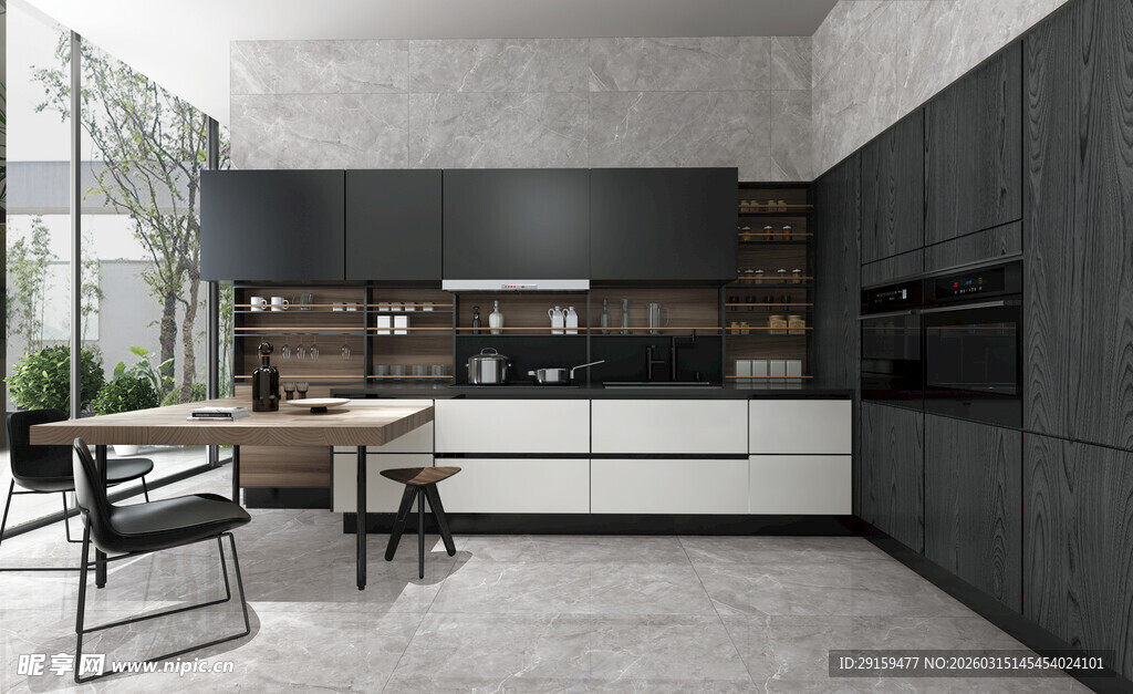 现代简约风开放式厨房场景