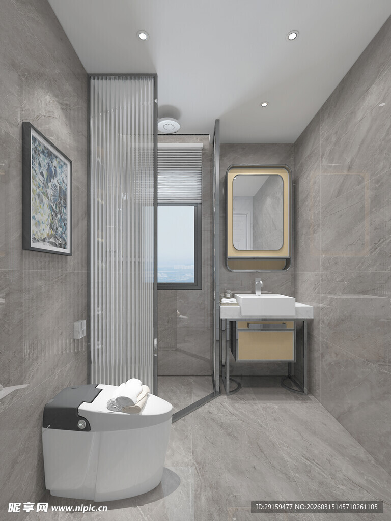 现代简约风灰色系浴室