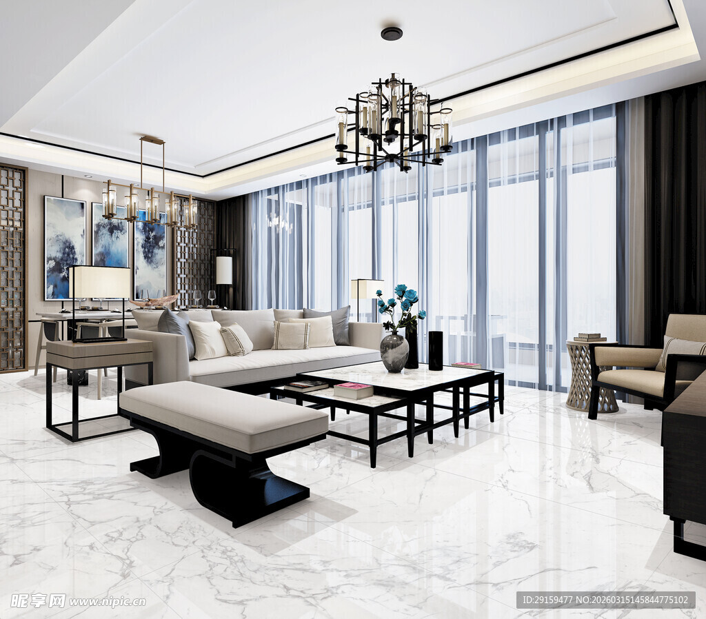 现代简约风格豪华客厅空间