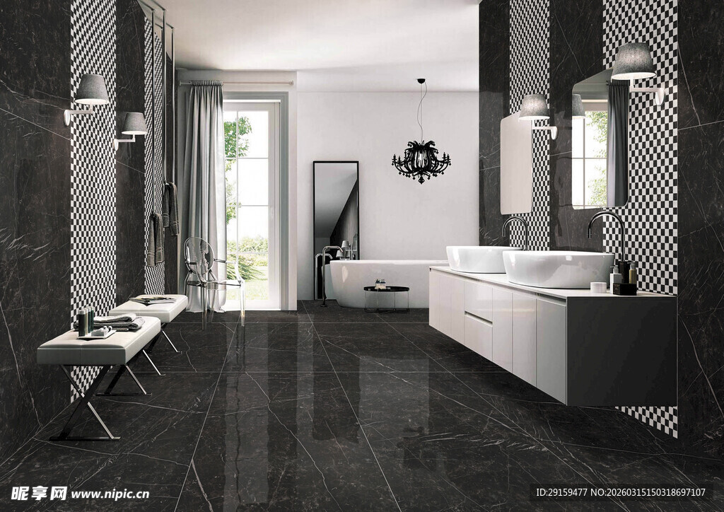 现代黑白风时尚卫浴空间
