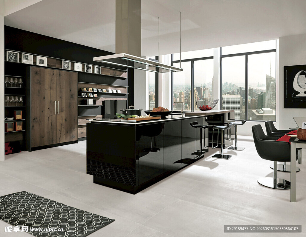 现代时尚开放式厨房空间