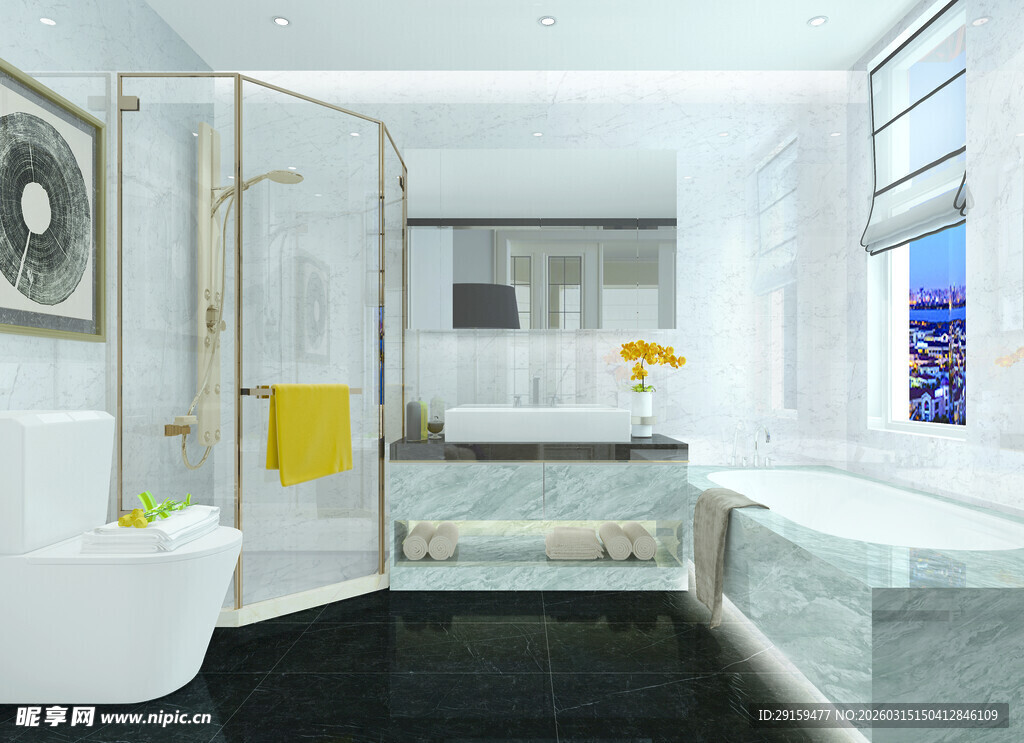 现代简约风格明亮浴室空间