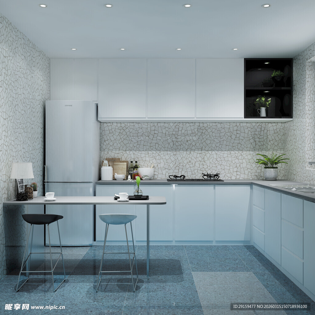 现代简约风的清新厨房空间