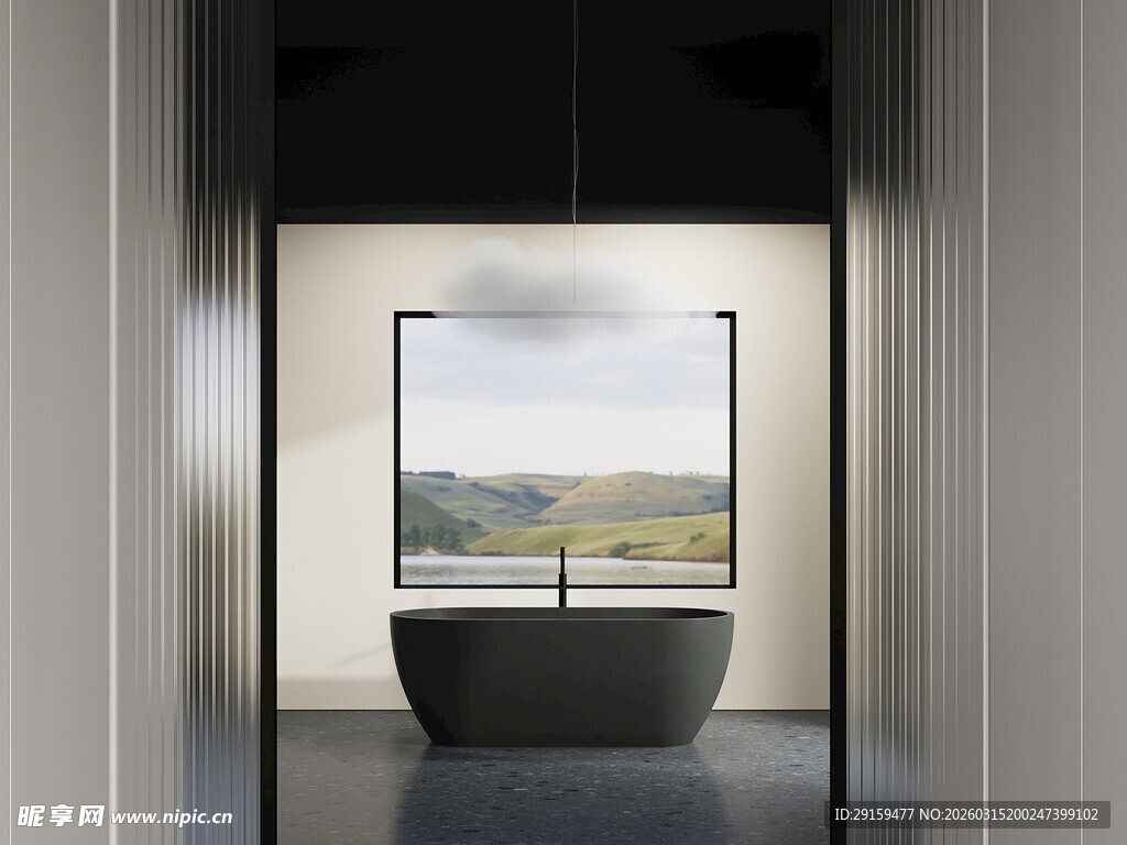 现代简约风带窗浴室景观