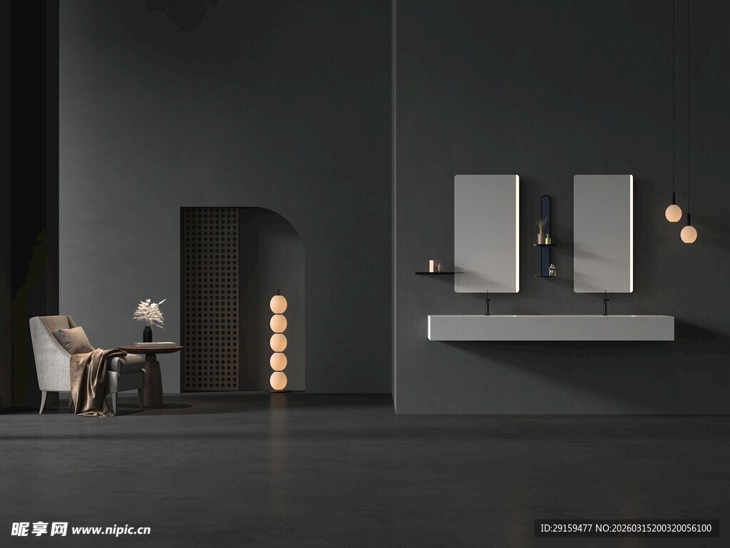 现代简约风浴室场景