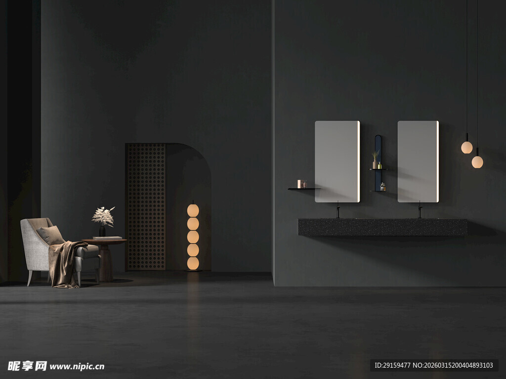 现代简约风格室内卫浴场景