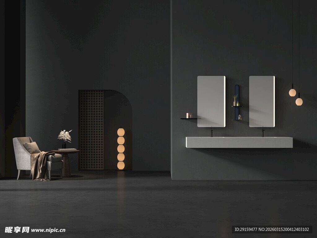 现代简约风格浴室场景