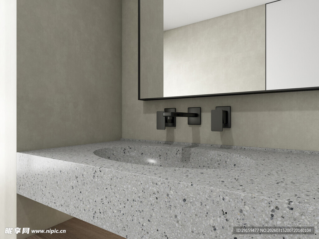 现代简约风格洗手台区域
