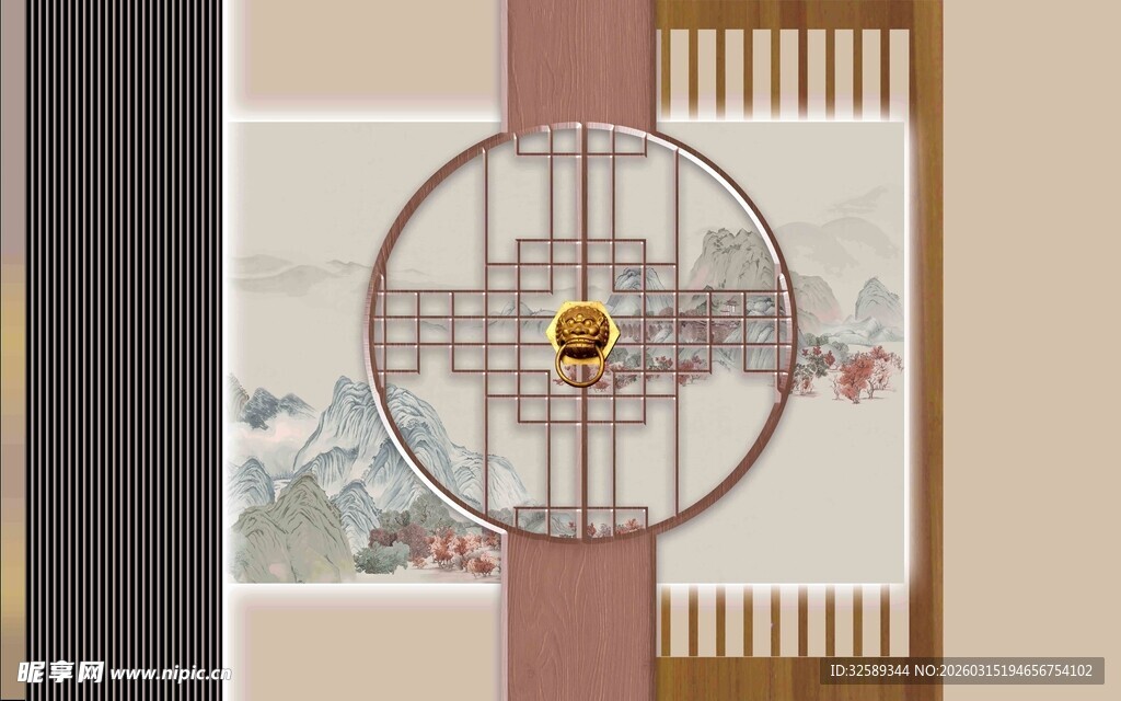 中式古典屏风装饰画