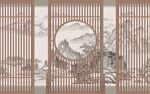 中式山水镂空屏风装饰