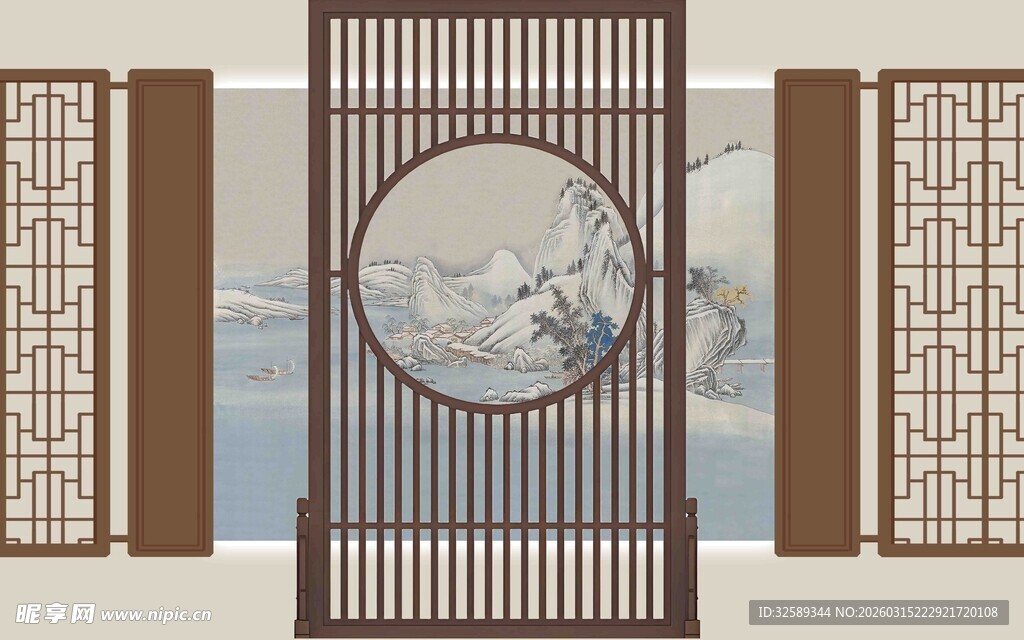 中式木质屏风装饰设计