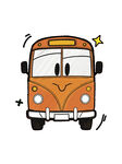 可爱卡通橙色复古小巴士