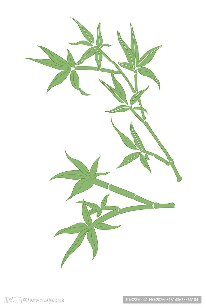 翠绿竹叶枝插画