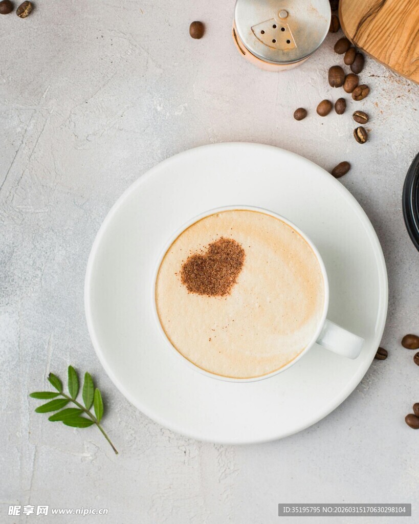 心形拉花咖啡特写