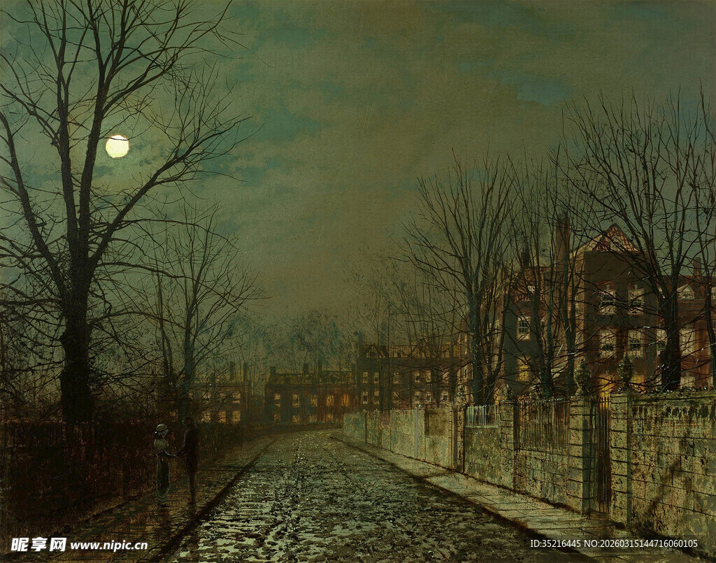 月夜下的静谧街道