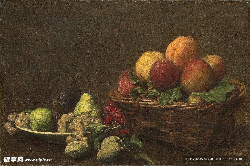 果篮与盘中水果