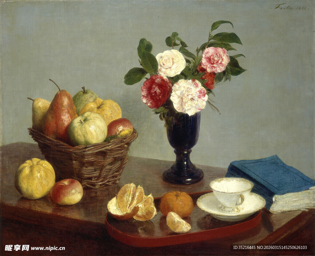 静物花卉水果油画场景