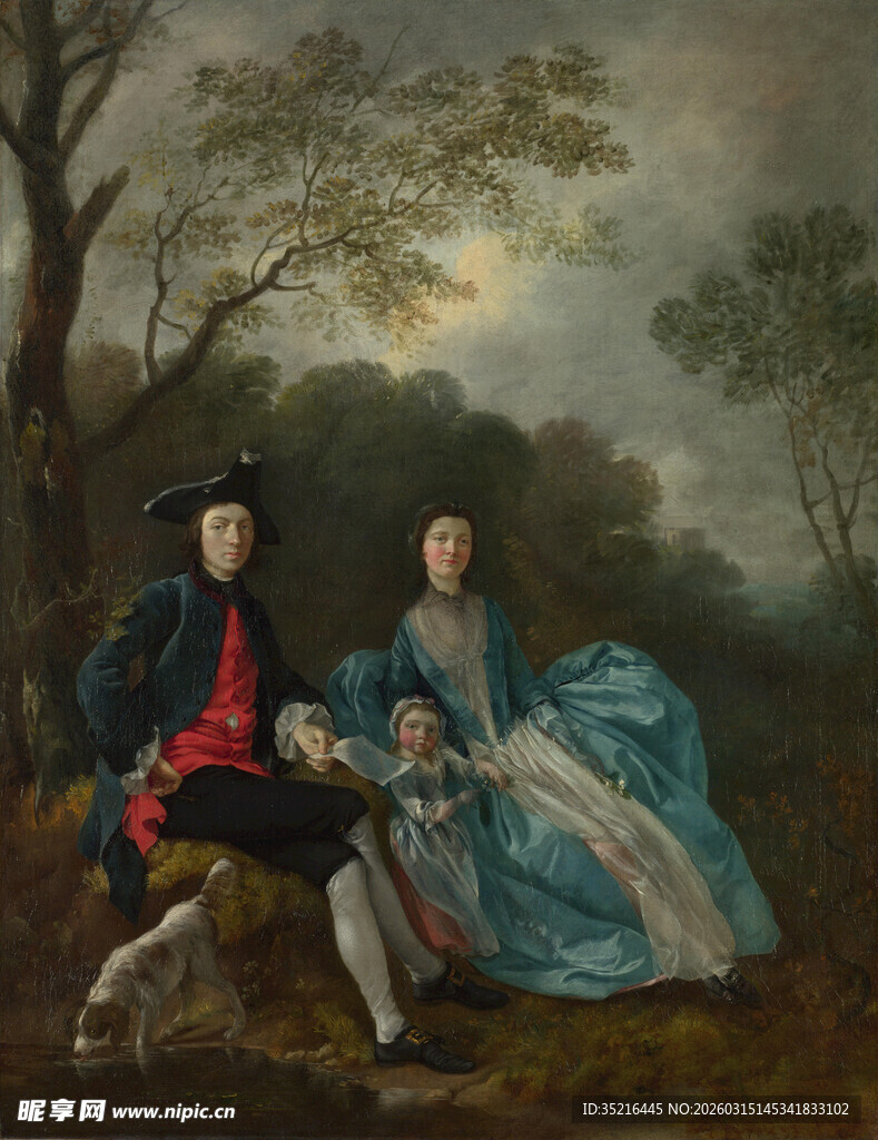 古典服饰男女肖像画