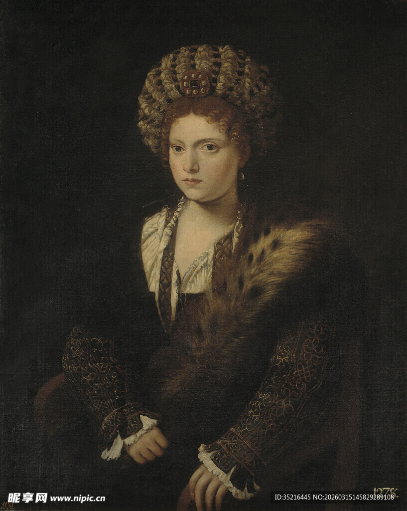 古典装扮女子肖像画