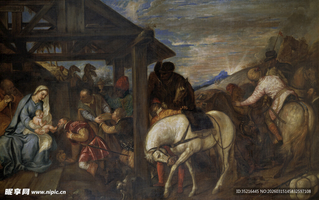 古代集市场景油画