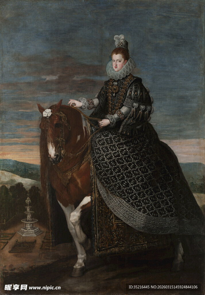 骑马的贵族女性肖像