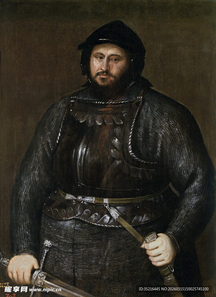 身着盔甲的持剑男子