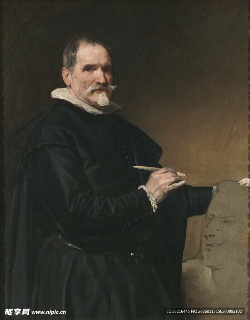 手持画笔的古典画家肖像