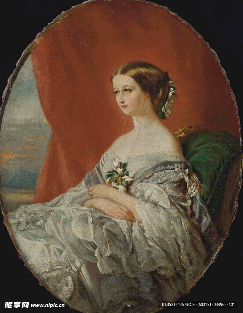 古典优雅女士肖像画