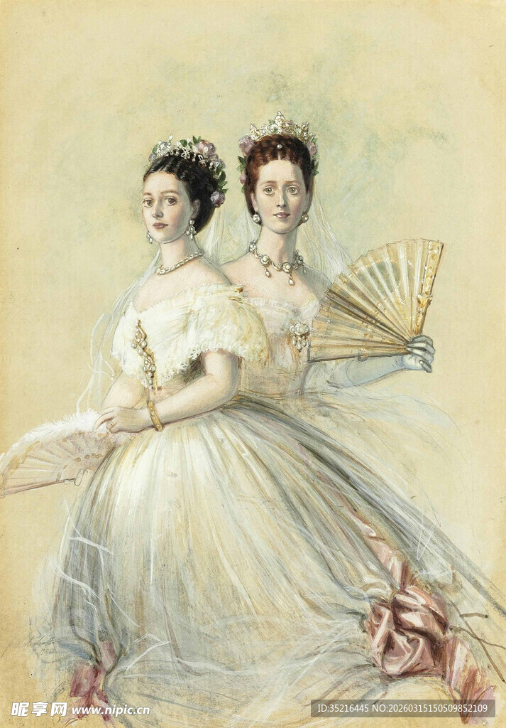 复古装扮的两位优雅女士