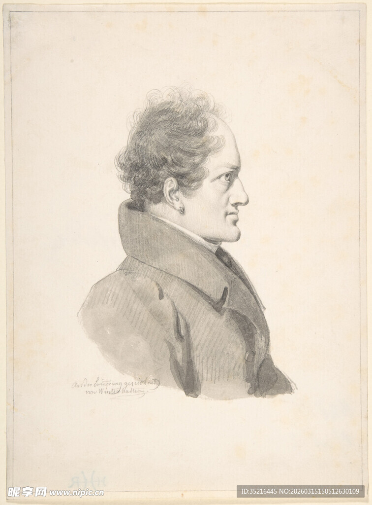 人物侧身肖像画