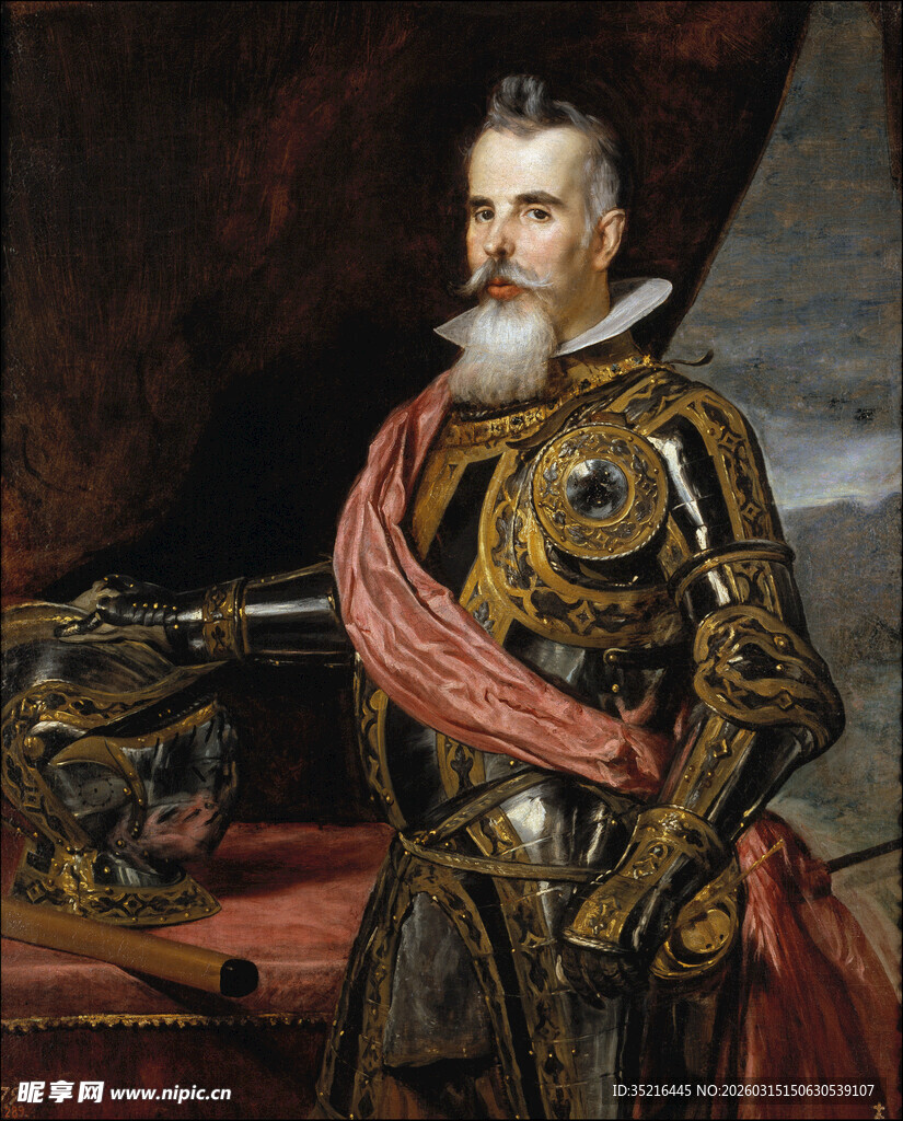 身着盔甲的古代男子画像