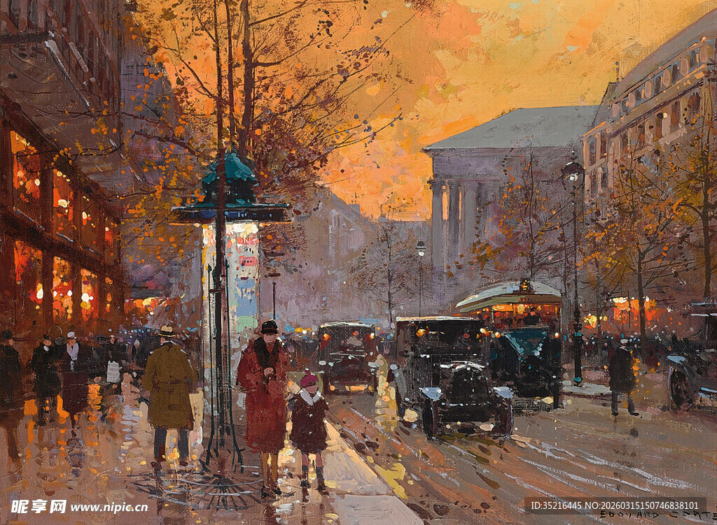 秋日街头的复古风情画面