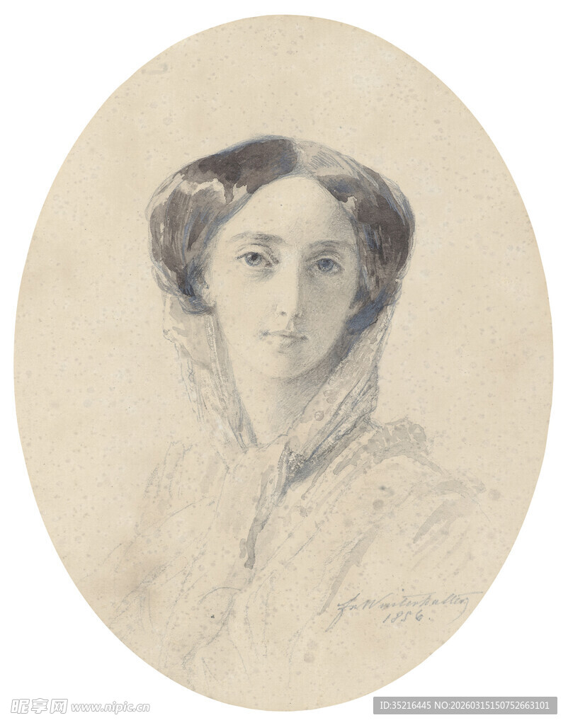 古典女性肖像素描